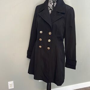 Ivanka Trump Women's Fit and Flare Trench Coat, Black, Medium